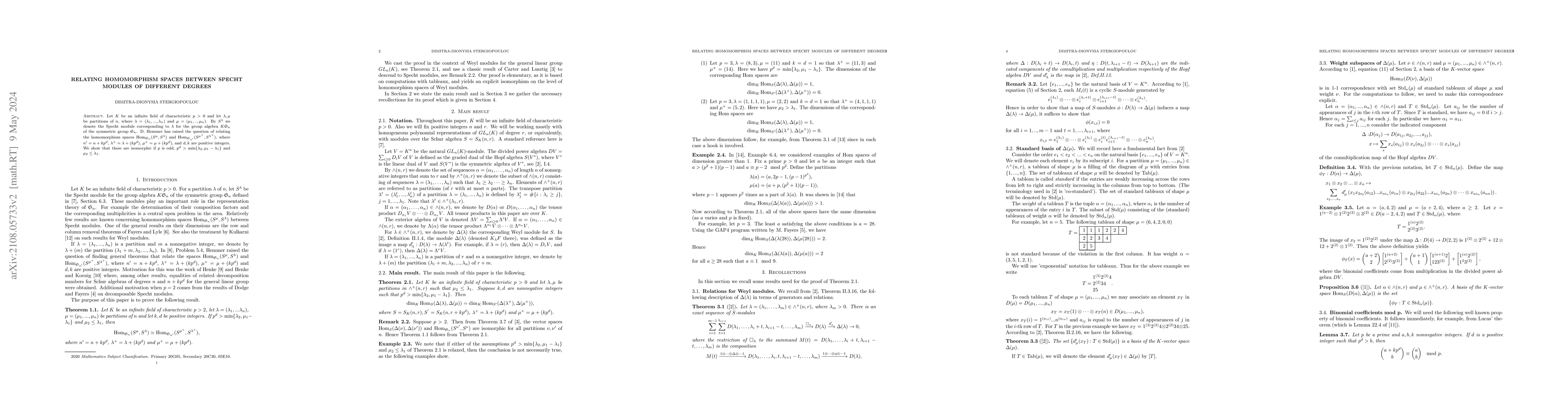 Thumbnail for Relating homomorphism spaces between Specht modules of different degrees