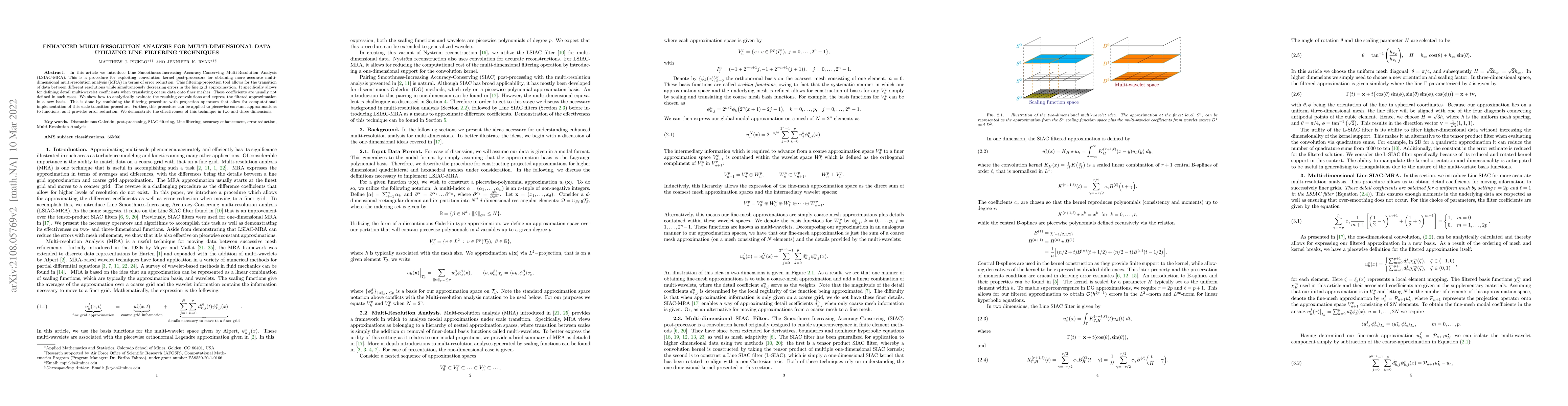 Thumbnail for Enhanced Multi-Resolution Analysis for Multi-Dimensional Data Utilizing
  Line Filtering Techniques
