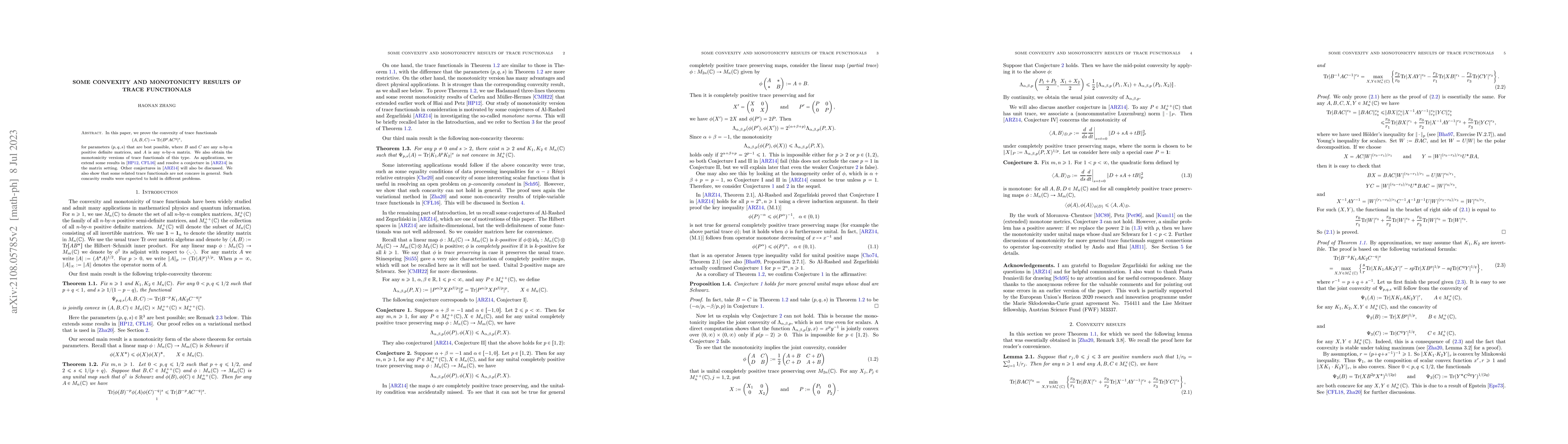 Thumbnail for Some convexity and monotonicity results of trace functionals