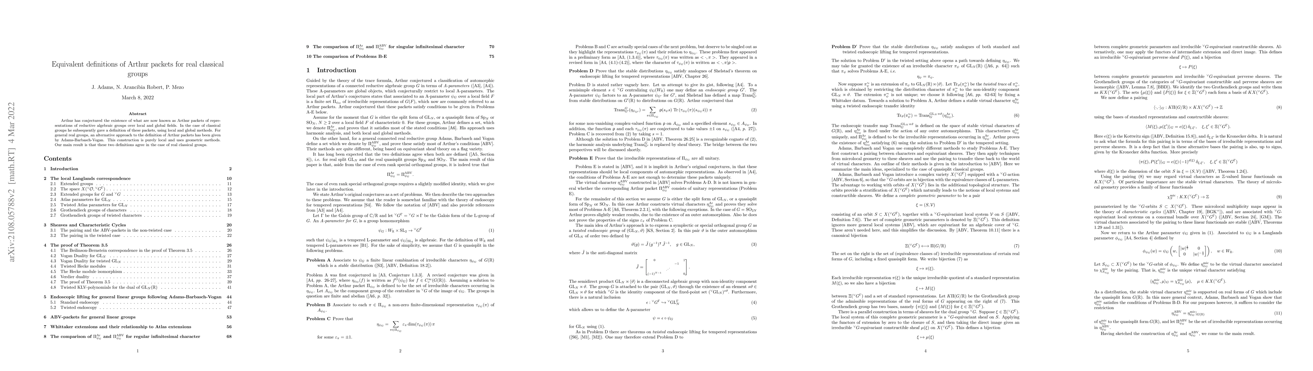 Thumbnail for Equivalent definitions of Arthur packets for real classical groups