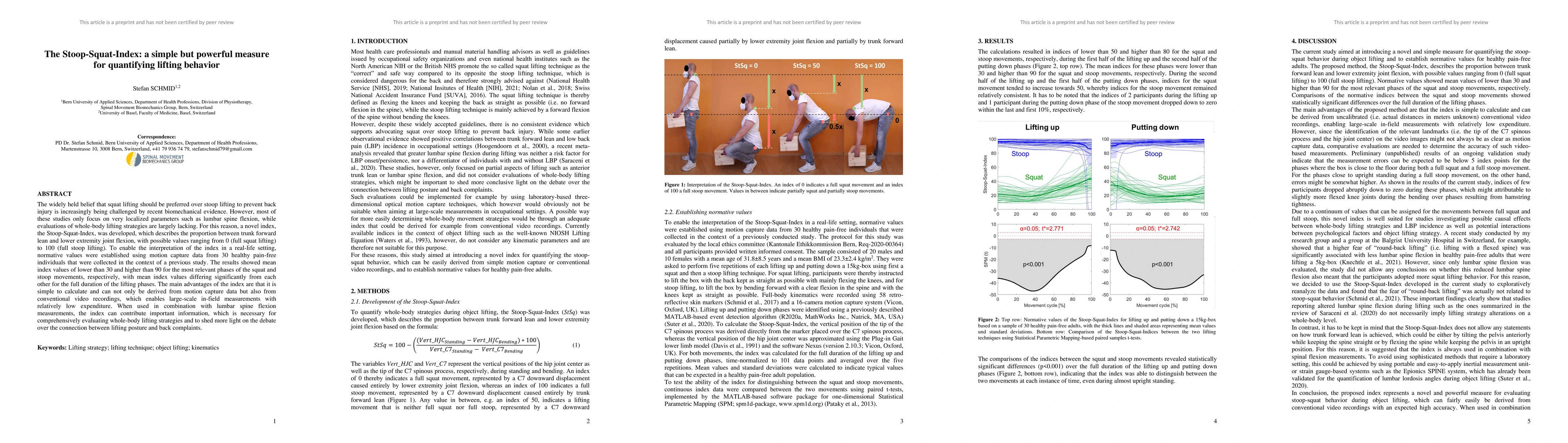 Thumbnail for The Stoop-Squat-Index: a simple but powerful measure for quantifying
  lifting behavior