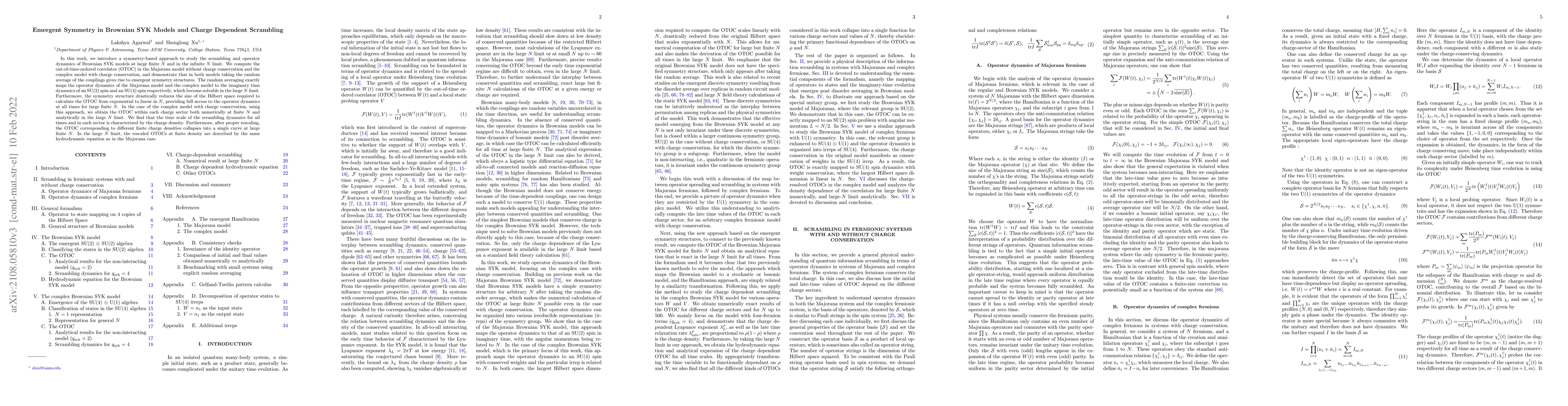 Thumbnail for Emergent Symmetry in Brownian SYK Models and Charge Dependent Scrambling