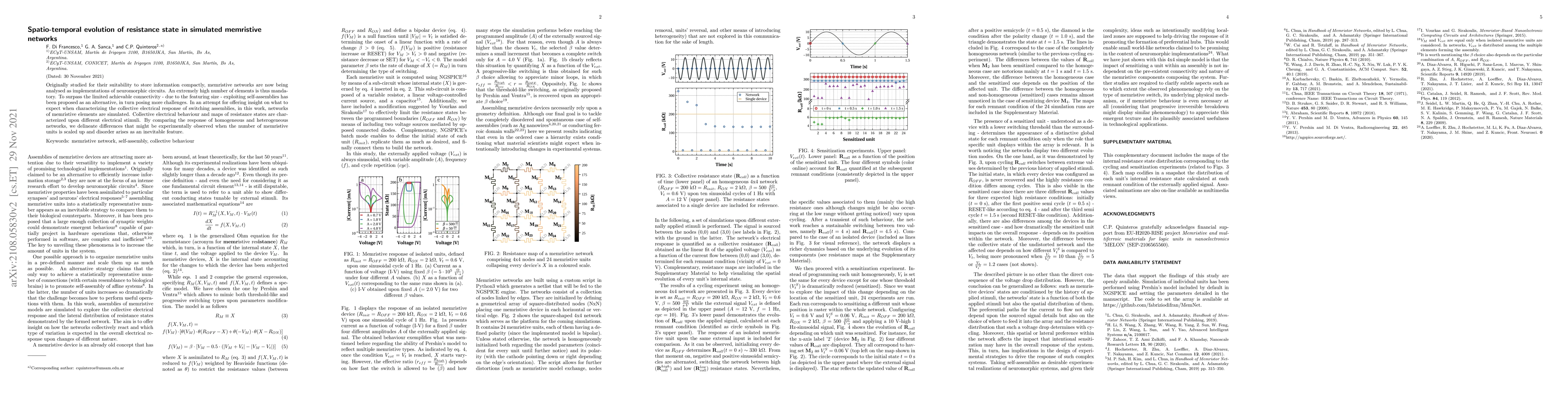 Thumbnail for Spatio-temporal evolution of resistance state in simulated memristive
  networks