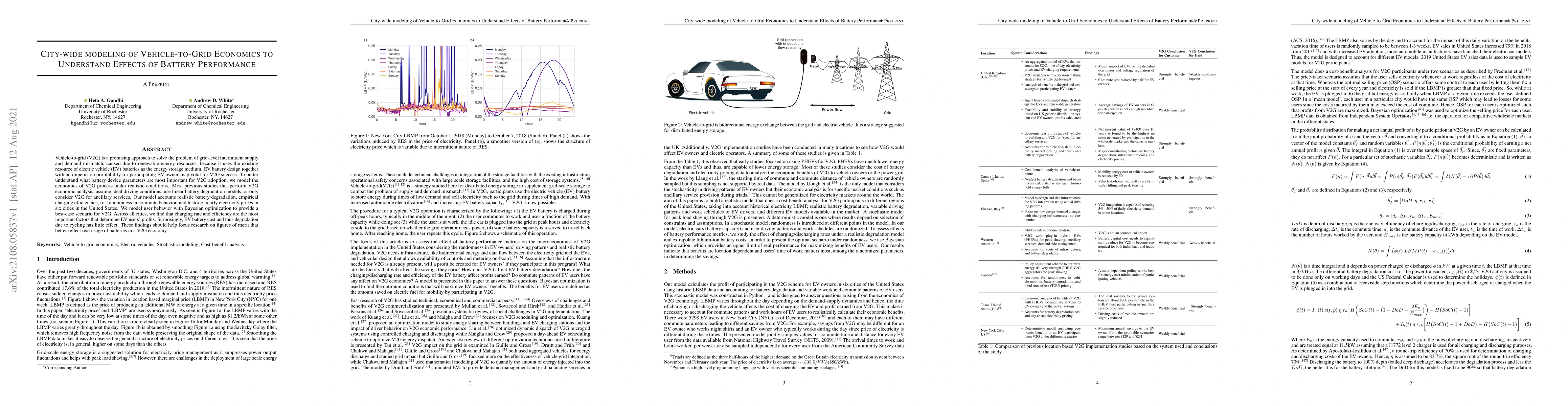 Thumbnail for City-wide modeling of Vehicle-to-Grid Economics to Understand Effects of
  Battery Performance