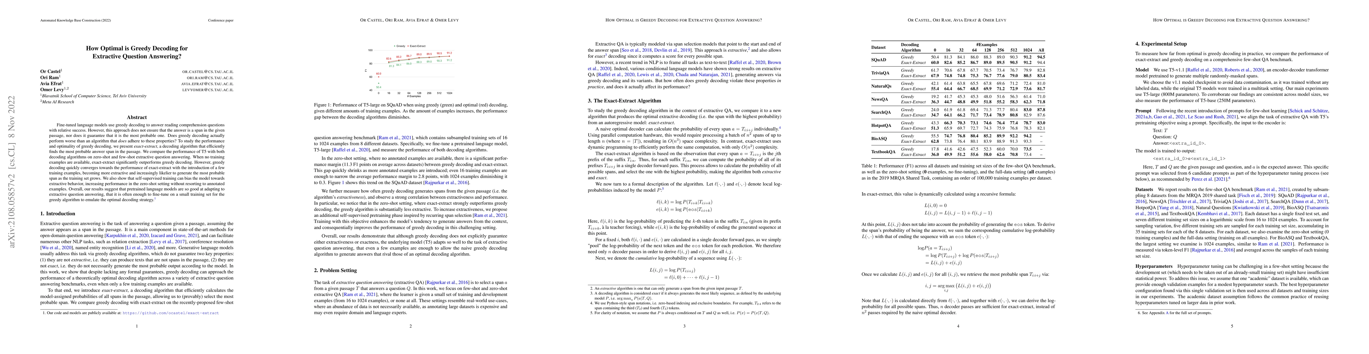 Thumbnail for How Optimal is Greedy Decoding for Extractive Question Answering?