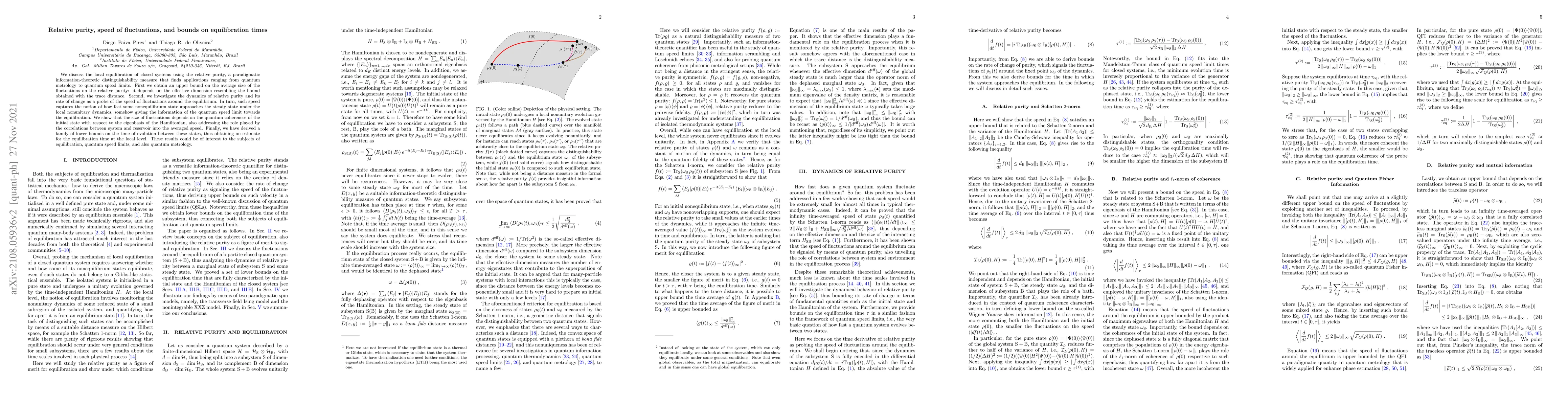 Thumbnail for Relative purity, speed of fluctuations, and bounds on equilibration
  times