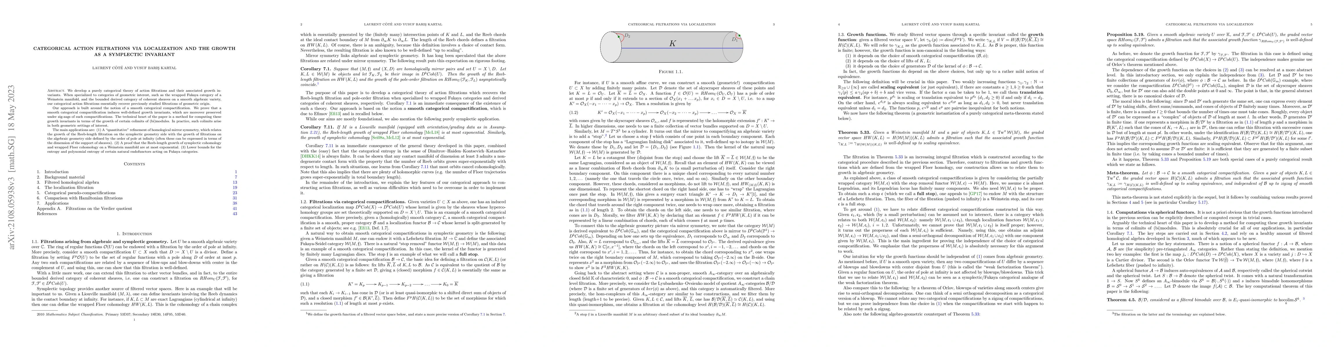 Thumbnail for Categorical action filtrations via localization and the growth as a
  symplectic invariant