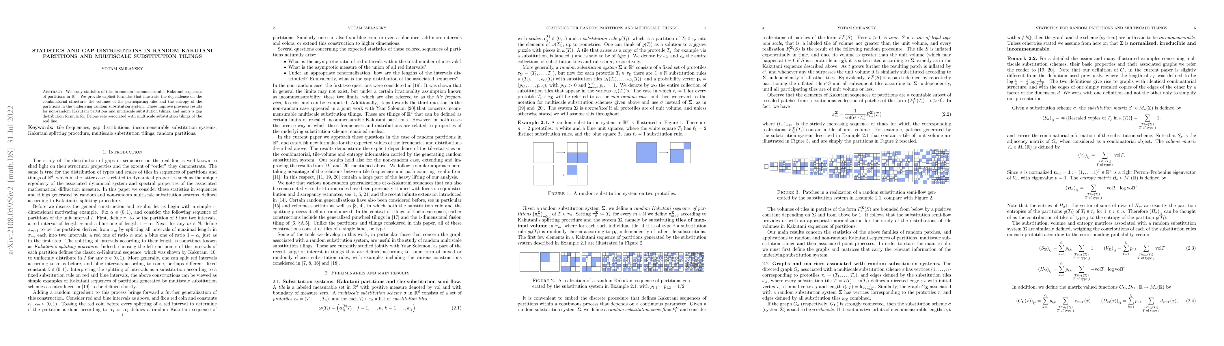 Thumbnail for Statistics and gap distributions in random Kakutani partitions and
  multiscale substitution tilings