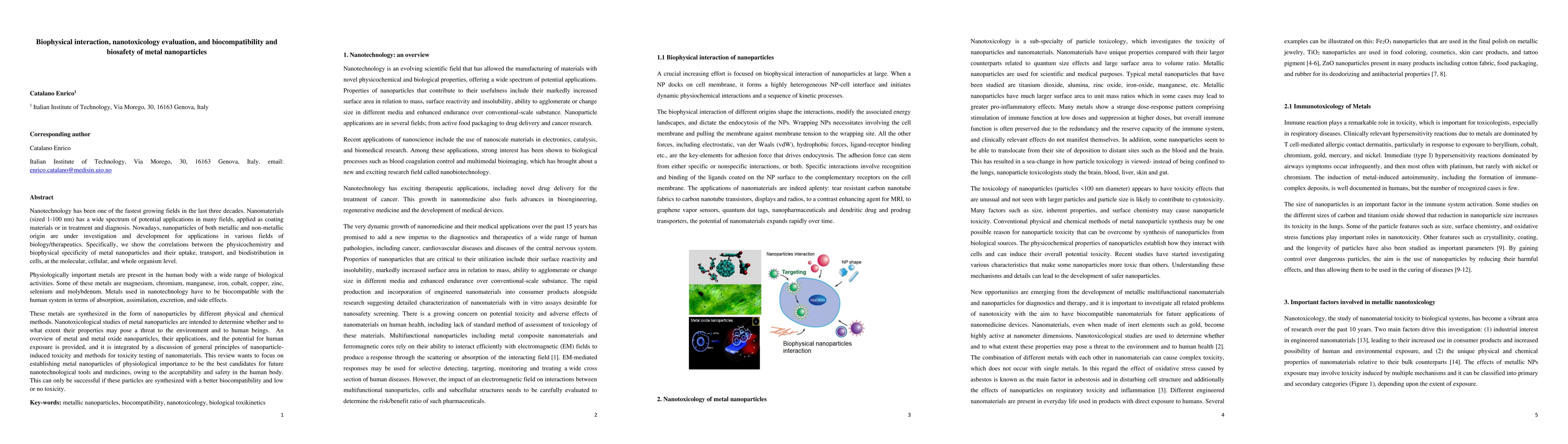 Thumbnail for Biophysical interaction, nanotoxicology evaluation, and biocompatibility
  and biosafety of metal nanoparticles