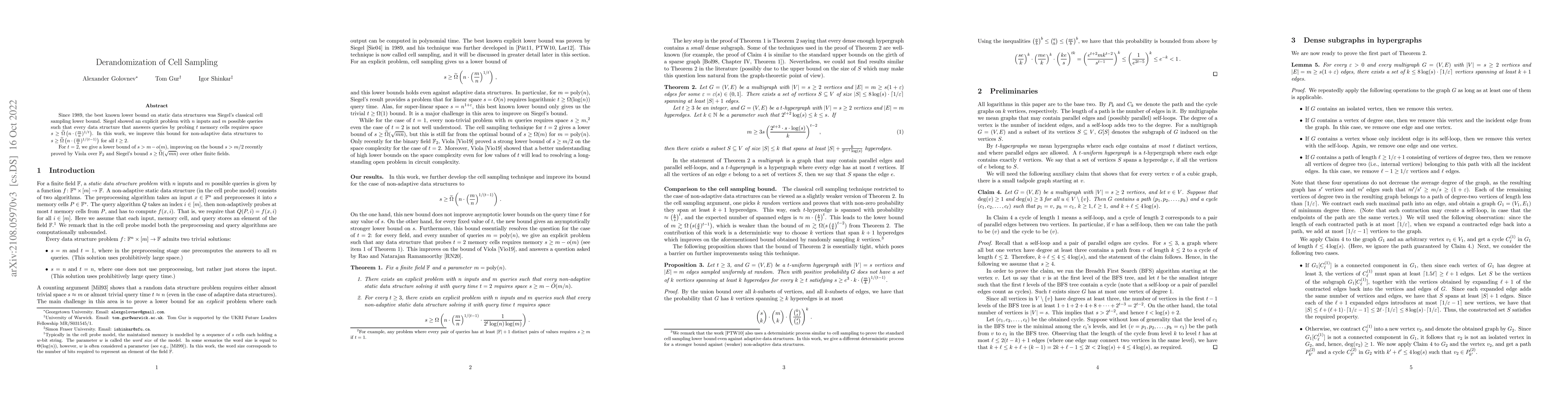 Thumbnail for Derandomization of Cell Sampling