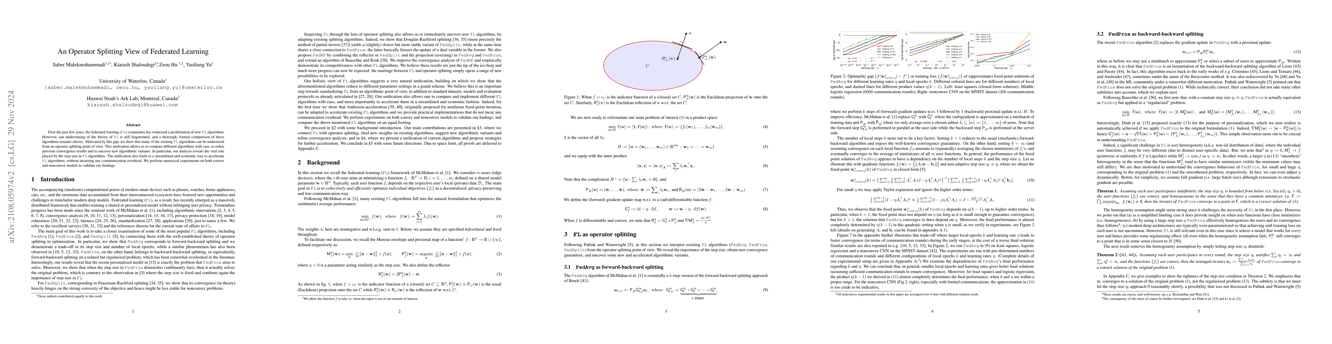 Thumbnail for An Operator Splitting View of Federated Learning