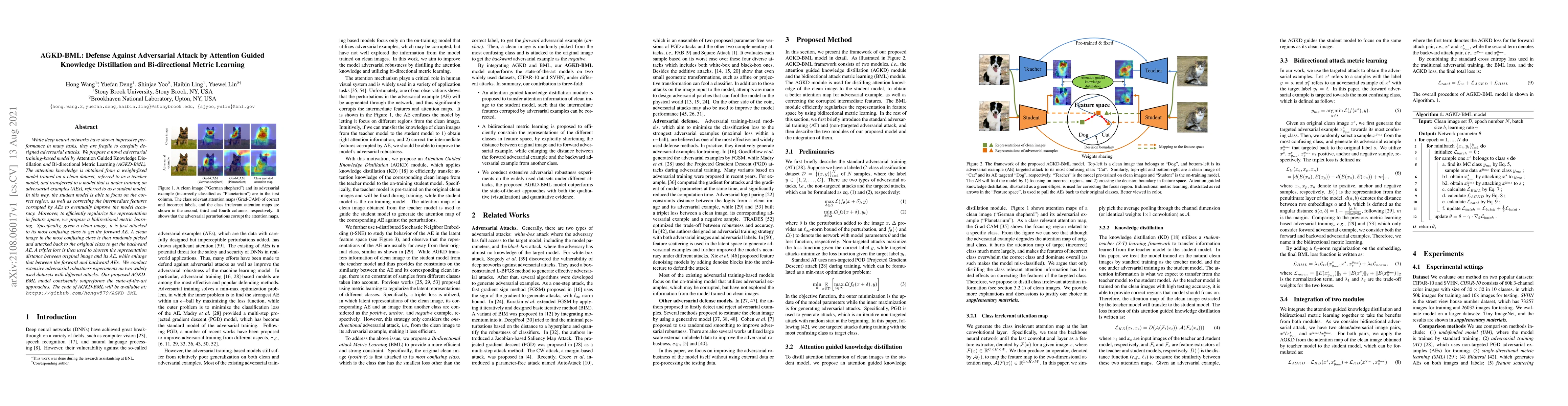 Thumbnail for AGKD-BML: Defense Against Adversarial Attack by Attention Guided
  Knowledge Distillation and Bi-directional Metric Learning