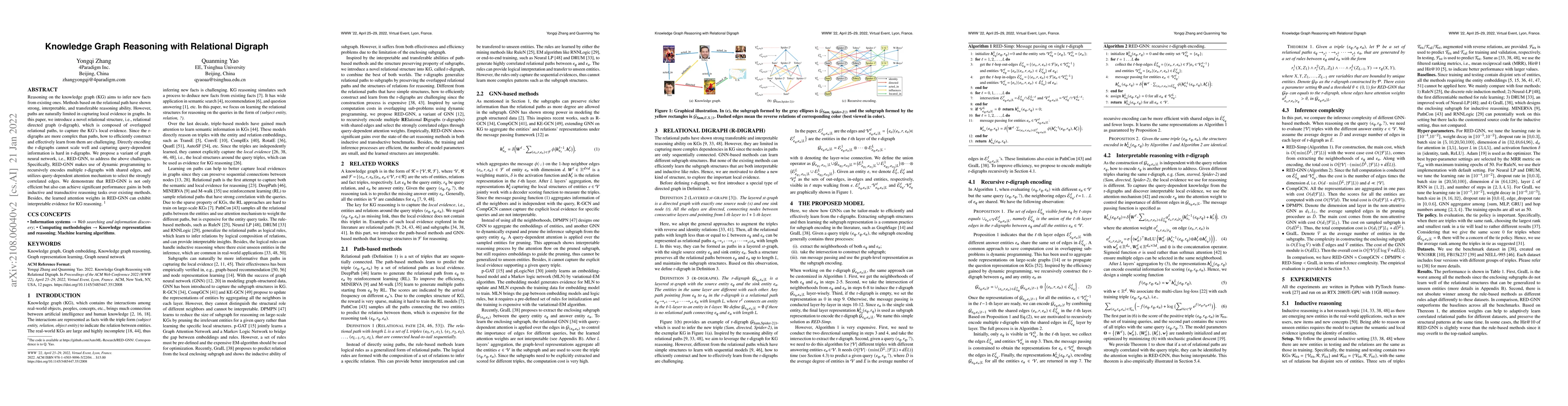 Thumbnail for Knowledge Graph Reasoning with Relational Digraph
