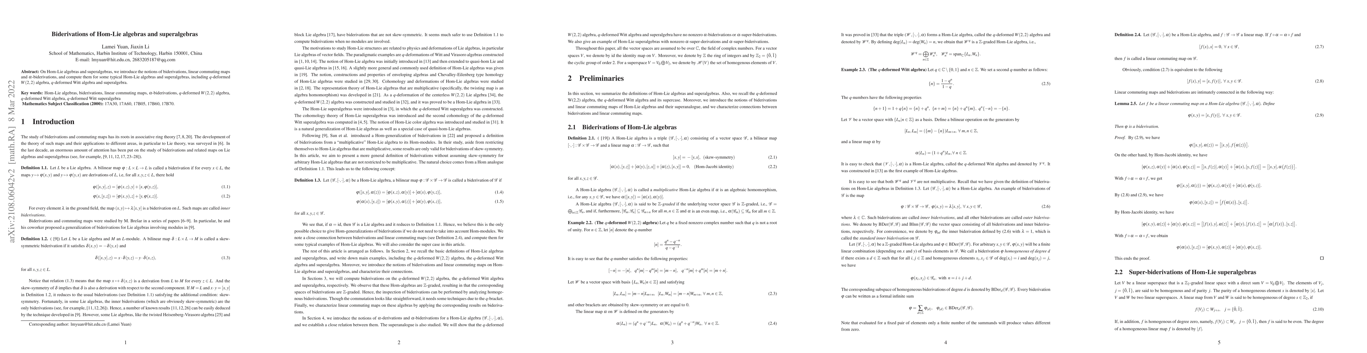 Thumbnail for Biderivations of Hom-Lie algebras and superalgebras