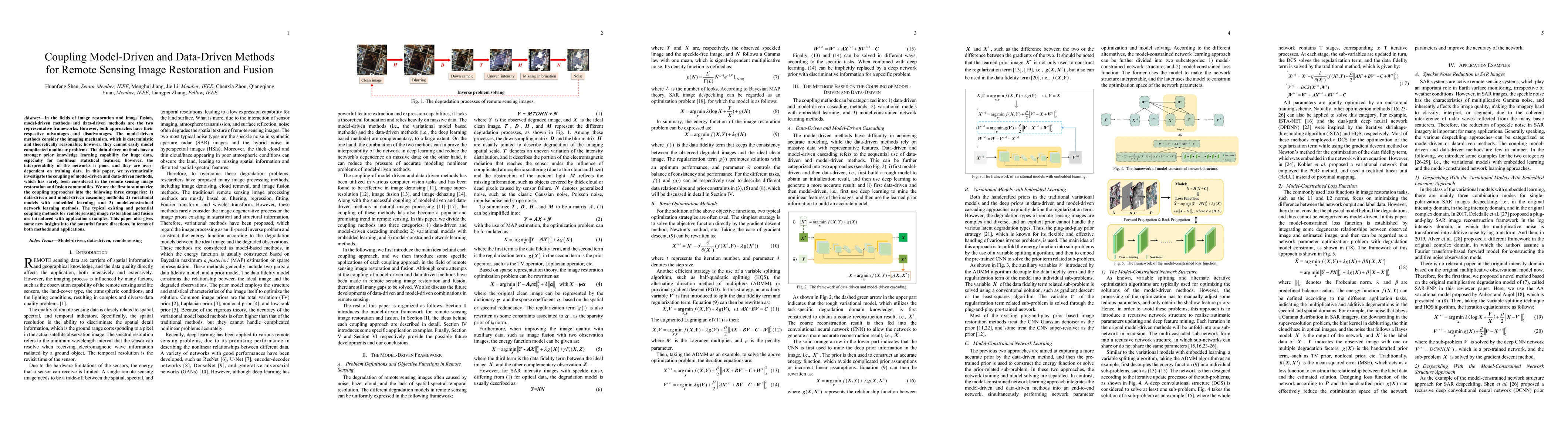 Thumbnail for Coupling Model-Driven and Data-Driven Methods for Remote Sensing Image
  Restoration and Fusion
