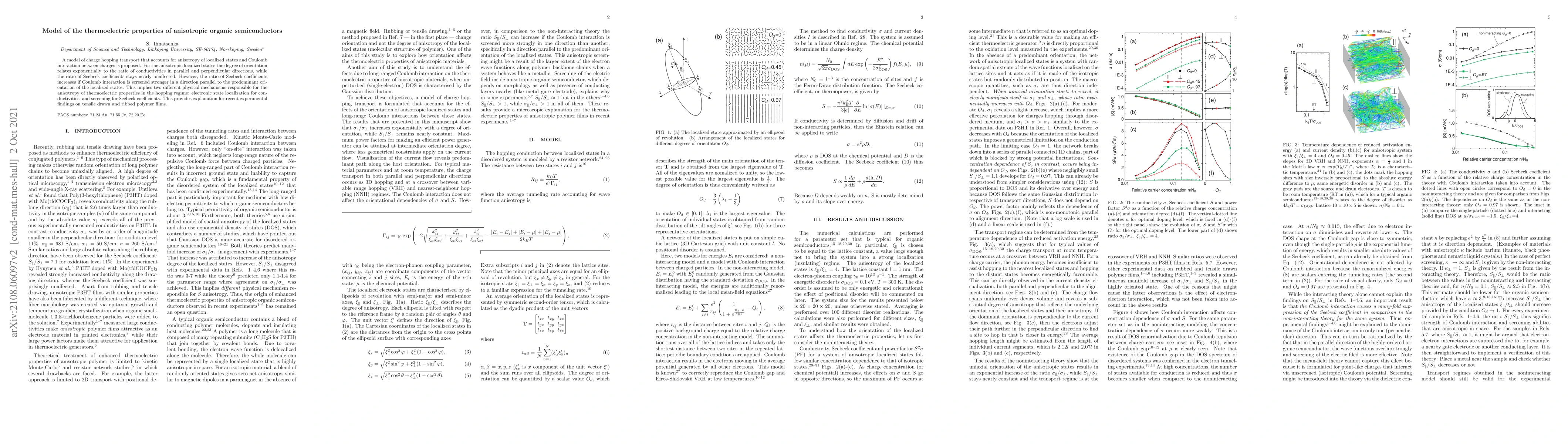 Thumbnail for Model of the thermoelectric properties of anisotropic organic
  semiconductors