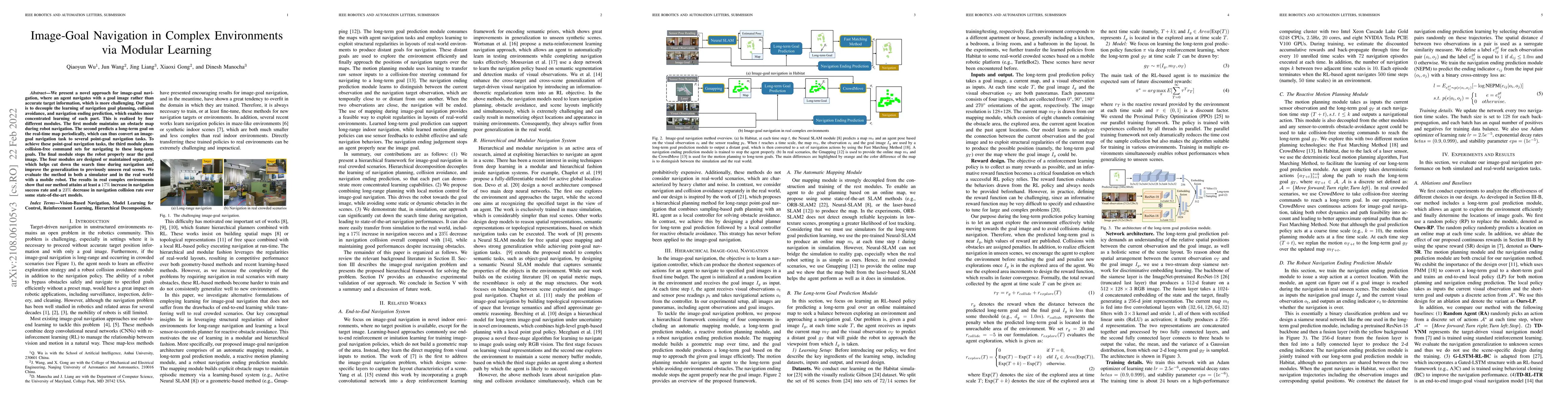 Thumbnail for Image-Goal Navigation in Complex Environments via Modular Learning