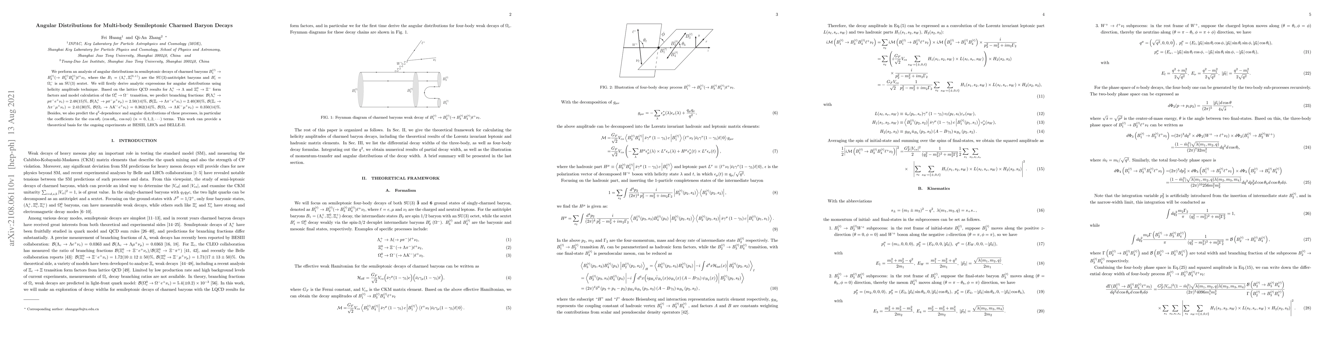 Thumbnail for Angular Distributions for Multi-body Semileptonic Charmed Baryon Decays