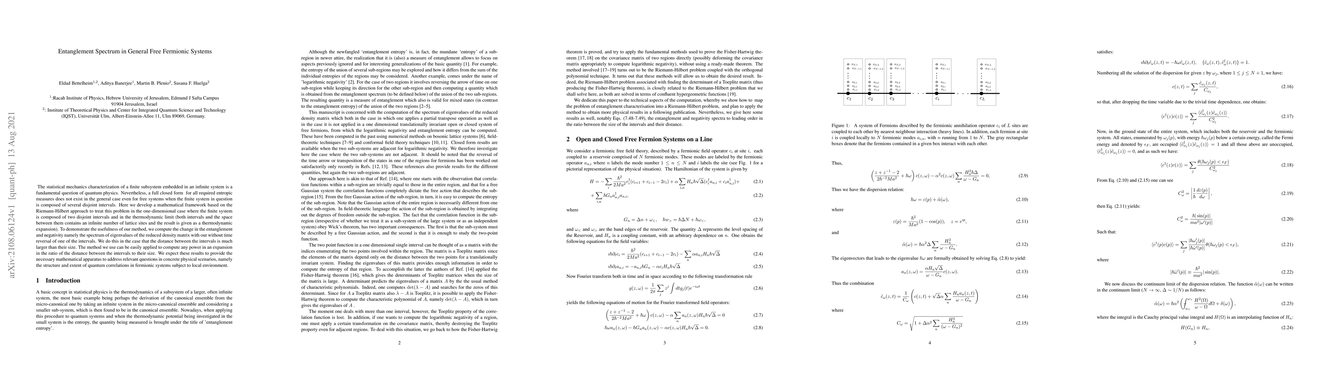 Thumbnail for Entanglement Spectrum in General Free Fermionic Systems