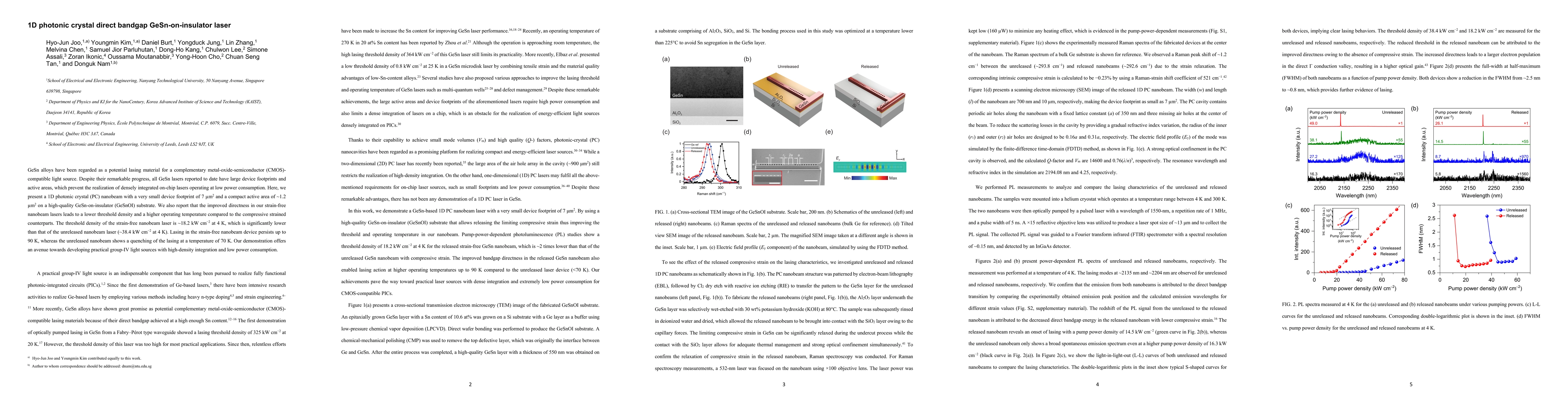Thumbnail for 1D photonic crystal direct bandgap GeSn-on-insulator laser