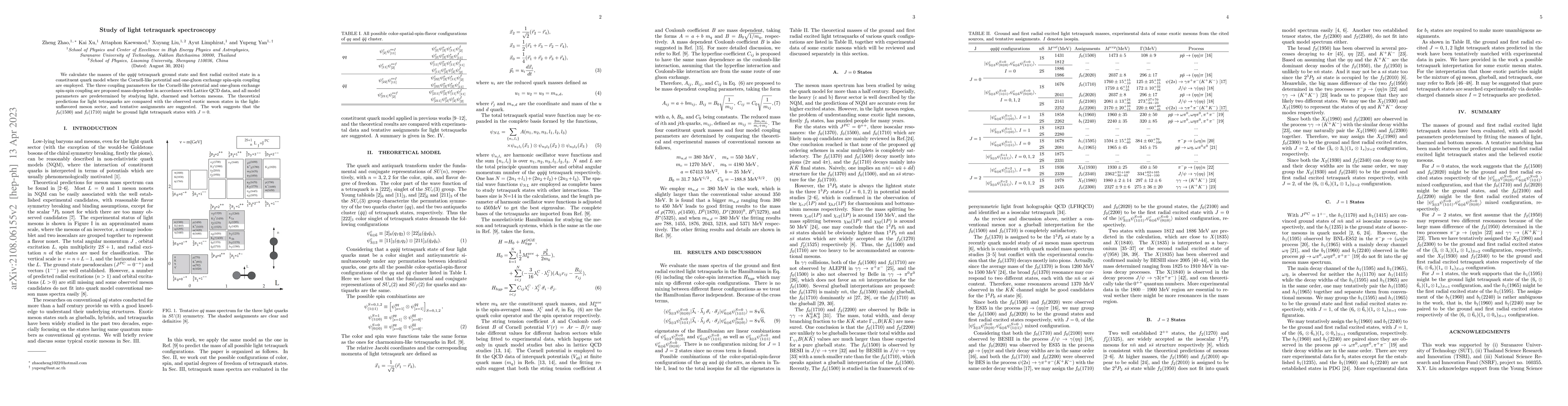 Thumbnail for Study of light tetraquark spectroscopy