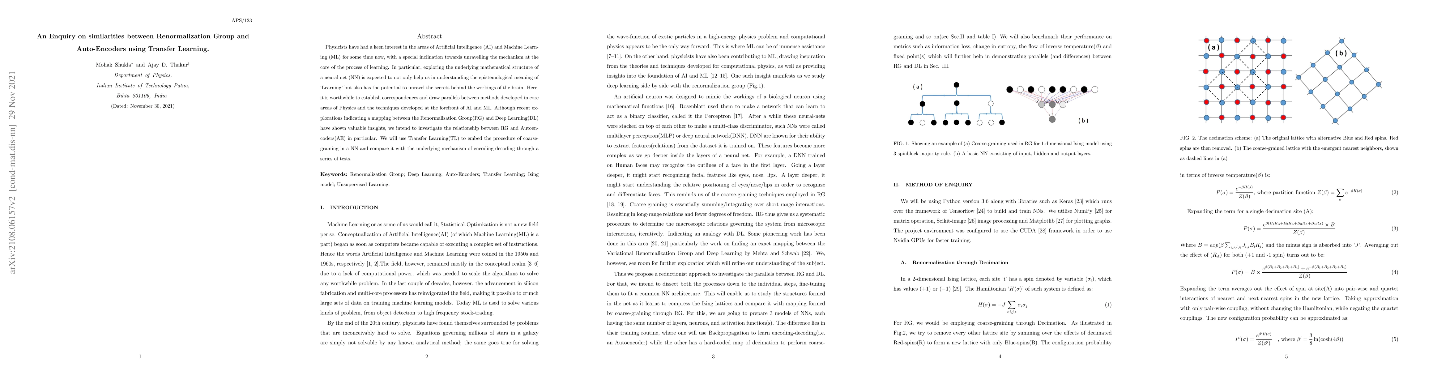Thumbnail for An Enquiry on similarities between Renormalization Group and
  Auto-Encoders using Transfer Learning