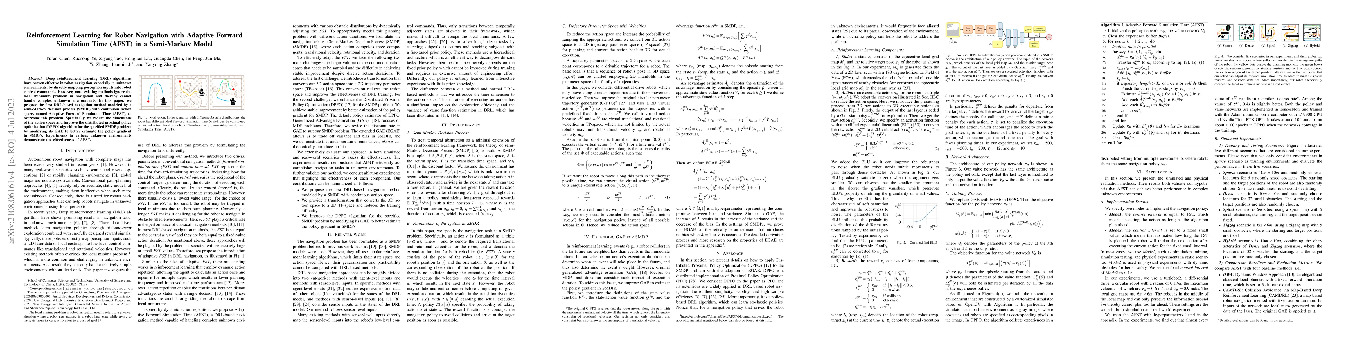 Thumbnail for Reinforcement Learning for Robot Navigation with Adaptive Forward
  Simulation Time (AFST) in a Semi-Markov Model