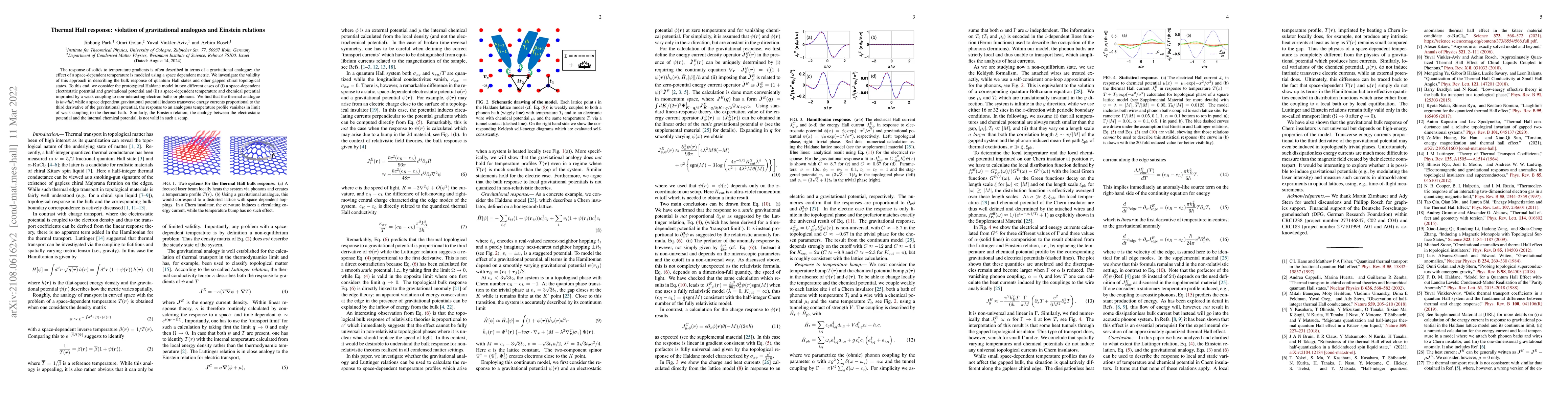 Thumbnail for Thermal Hall response: violation of gravitational analogues and Einstein
  relations