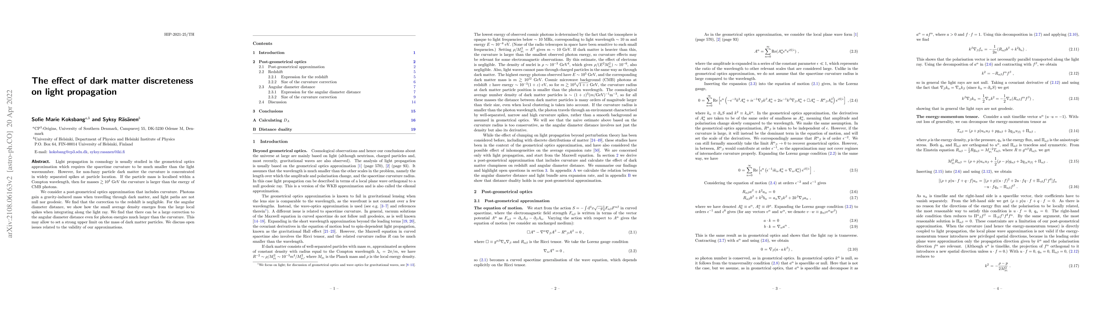 Thumbnail for The effect of dark matter discreteness on light propagation
