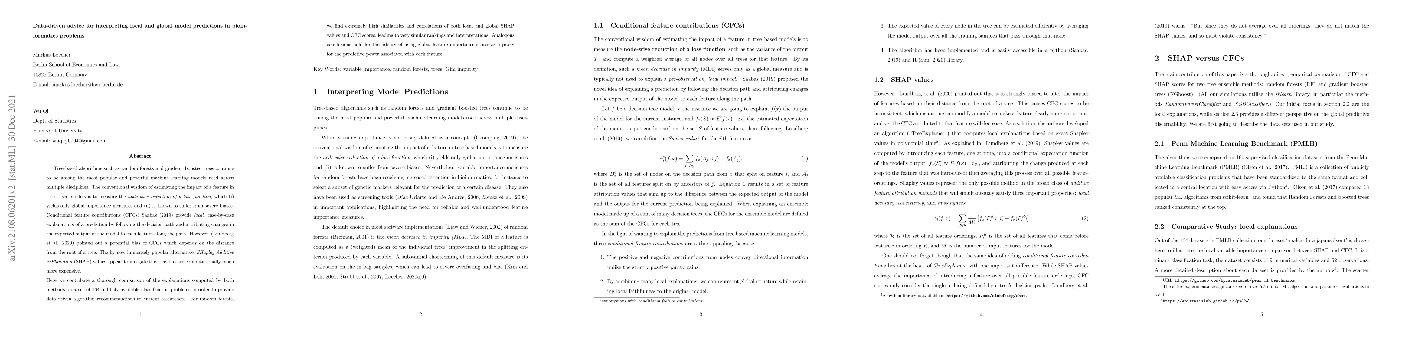 Thumbnail for Data-driven advice for interpreting local and global model predictions
  in bioinformatics problems