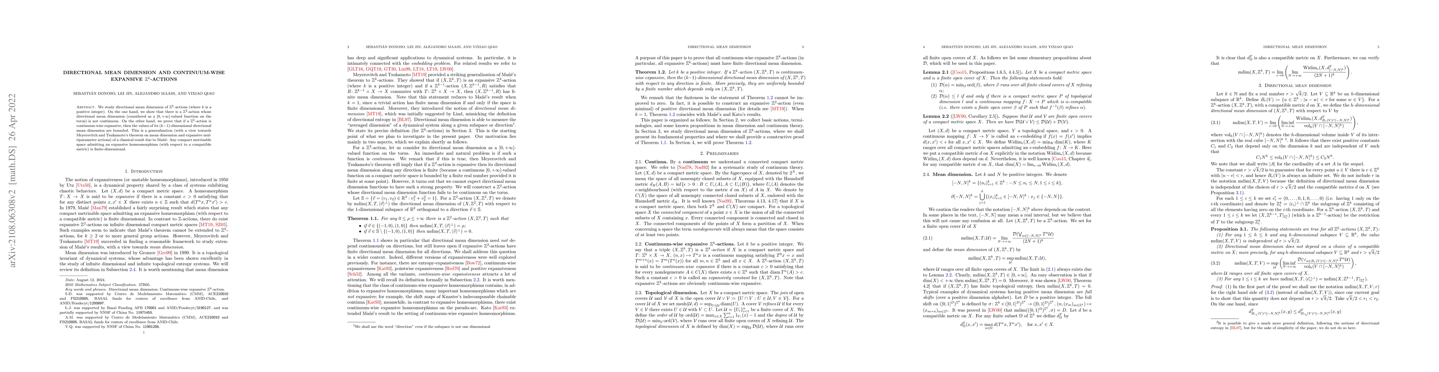 Thumbnail for Directional mean dimension and continuum-wise expansive
  $\mathbb{Z}^k$-actions