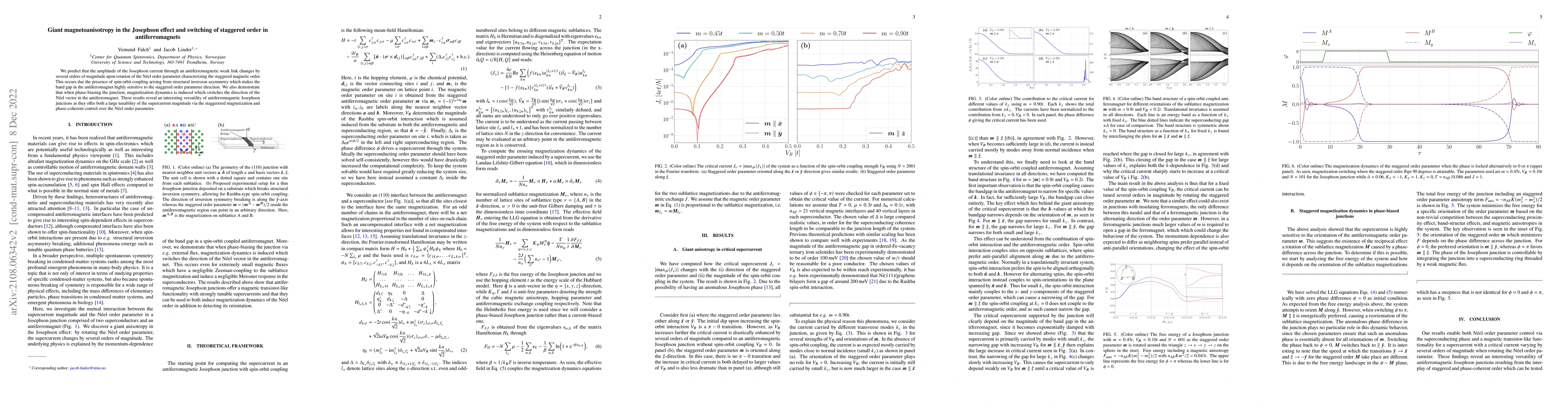 Thumbnail for Giant magnetoanisotropy in the Josephson effect and switching of
  staggered order in antiferromagnets