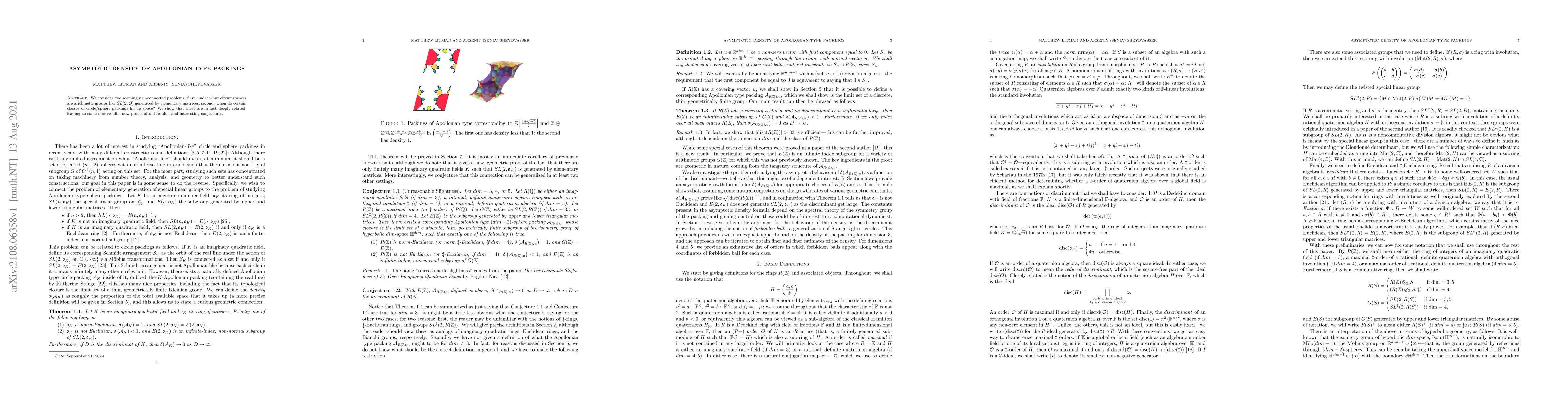 Thumbnail for Asymptotic Density of Apollonian-Type Packings