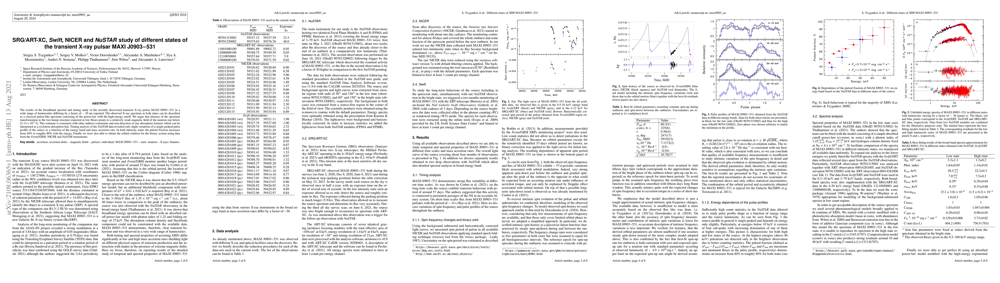 Thumbnail for SRG/ART-XC, Swift, NICER and NuSTAR study of different states of the
  transient X-ray pulsar MAXI J0903-531