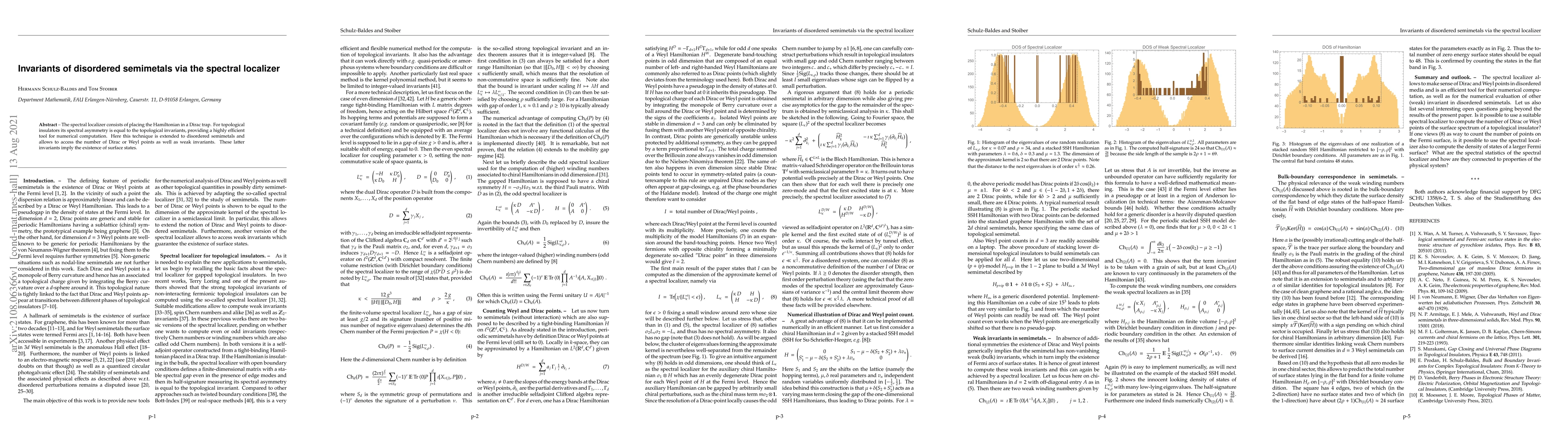 Thumbnail for Invariants of disordered semimetals via the spectral localizer