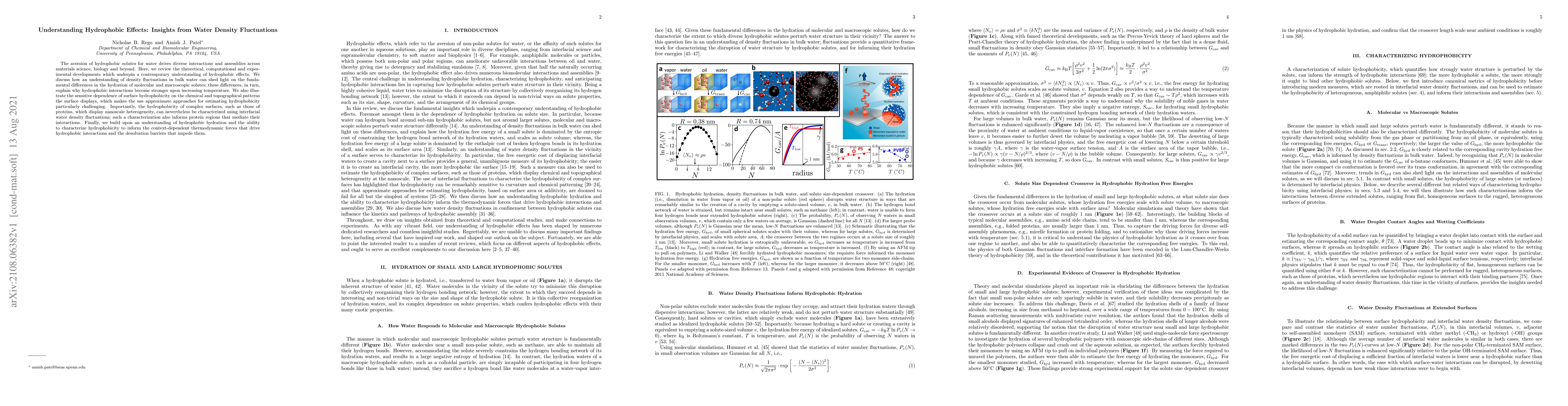 Thumbnail for Understanding Hydrophobic Effects: Insights from Water Density
  Fluctuations