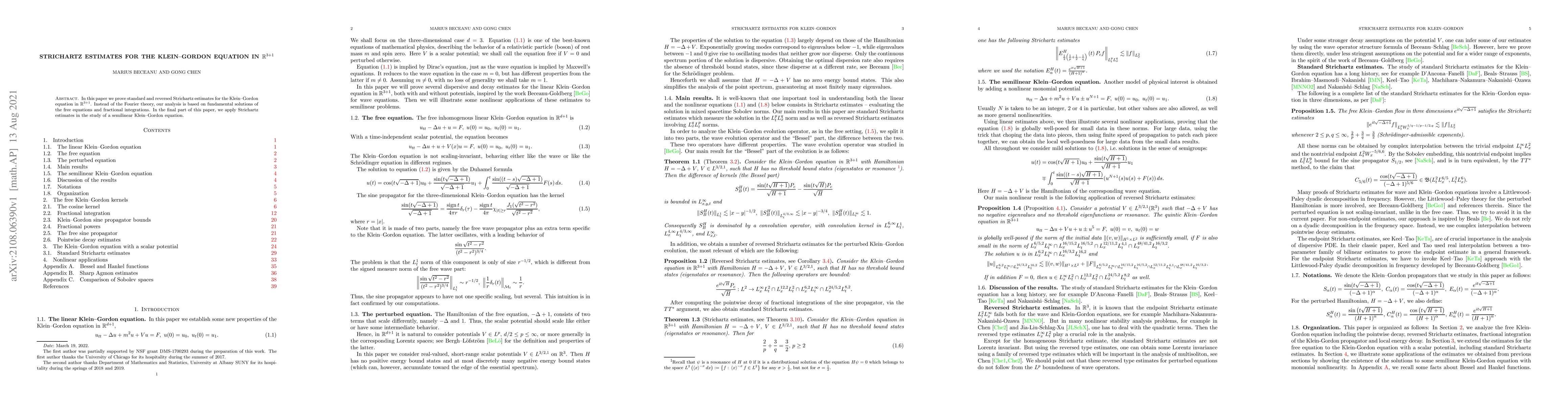 Thumbnail for Strichartz estimates for the Klein--Gordon equation in
  $\mathbb{R}^{3+1}$
