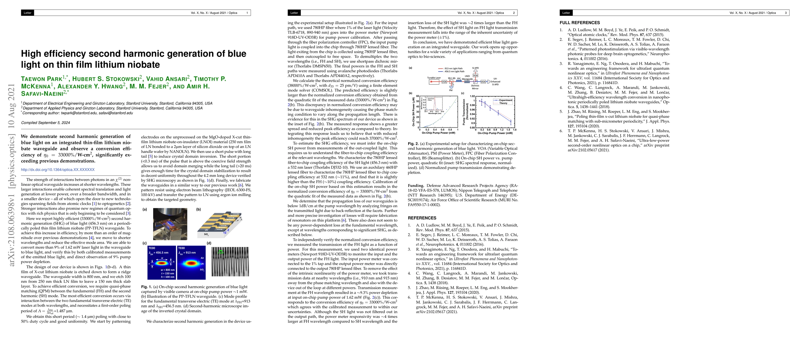 Thumbnail for High efficiency second harmonic generation of blue light on thin film
  lithium niobate