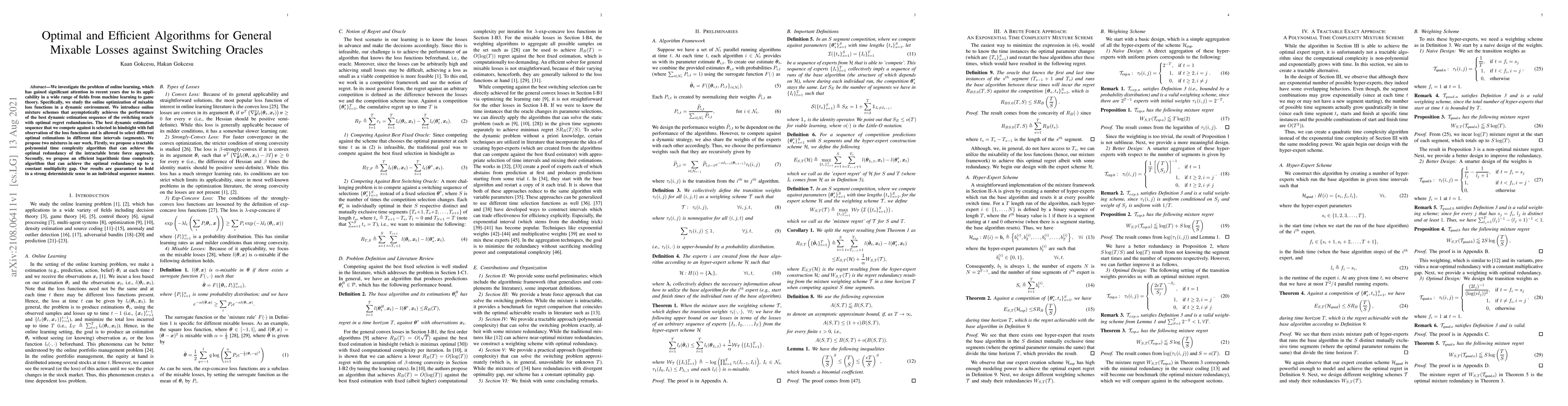 Thumbnail for Optimal and Efficient Algorithms for General Mixable Losses against
  Switching Oracles