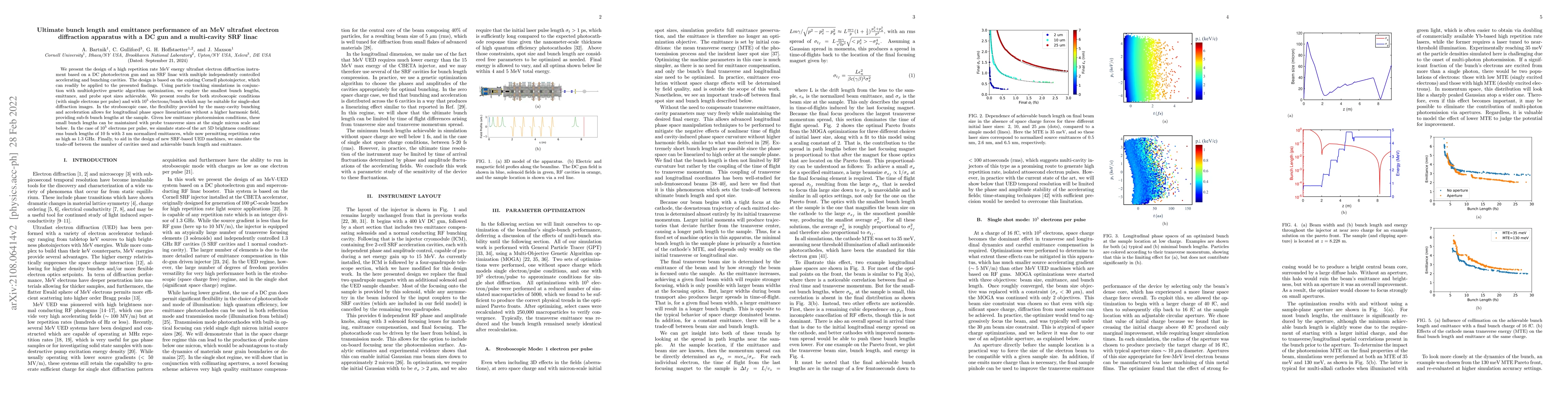 Thumbnail for Ultimate bunch length and emittance performance of an MeV ultrafast
  electron diffraction apparatus with a DC gun and a multi-cavity SRF linac