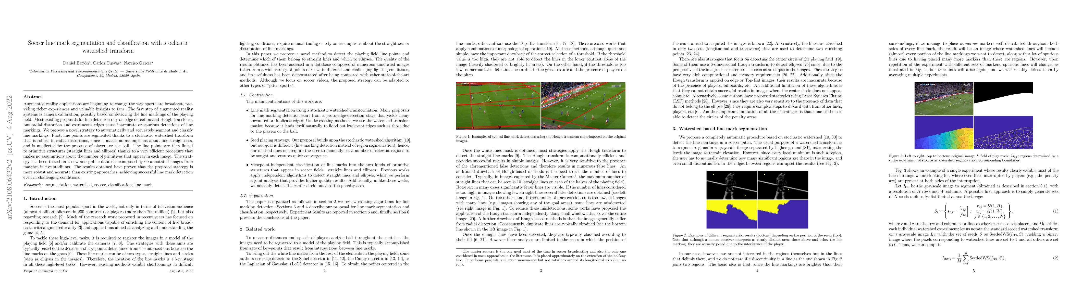 Thumbnail for Soccer line mark segmentation and classification with stochastic
  watershed transform