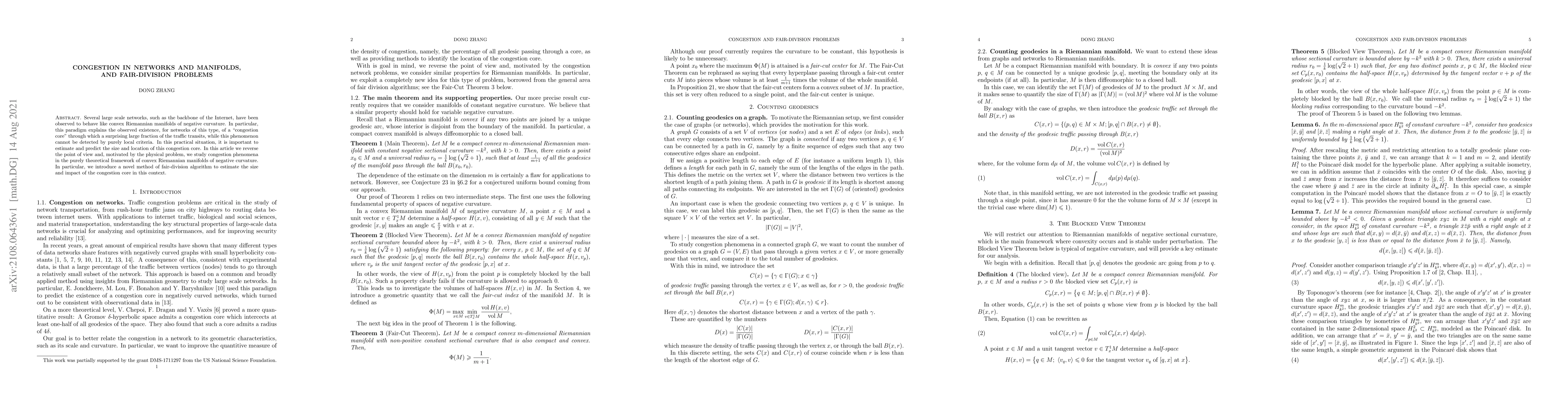 Thumbnail for Congestion in networks and manifolds, and fair-division problems
