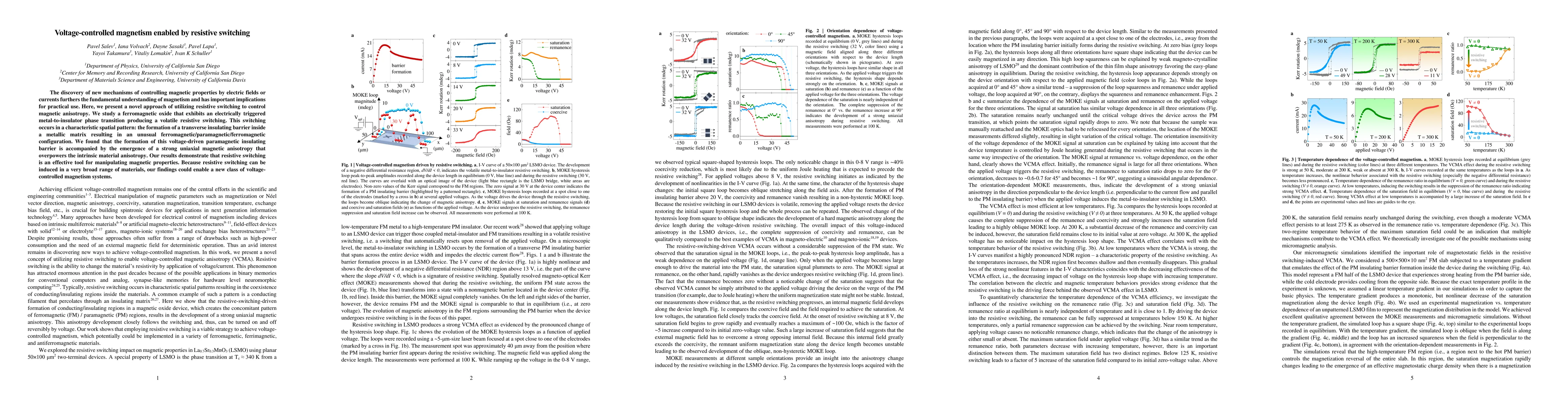 Thumbnail for Voltage-controlled magnetism enabled by resistive switching