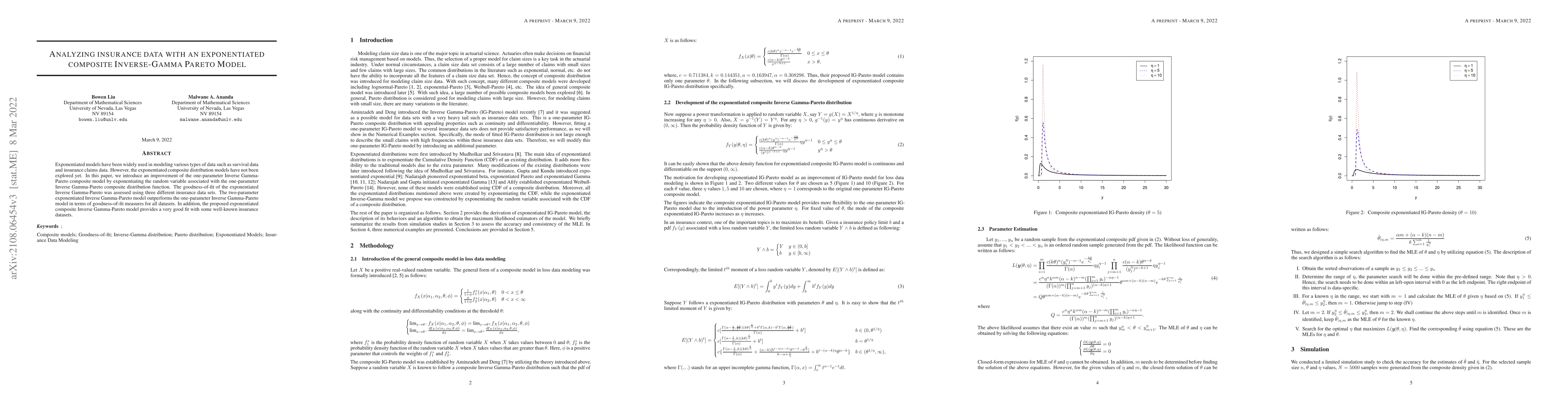 Thumbnail for Analyzing insurance data with an exponentiated composite Inverse-Gamma
  Pareto model