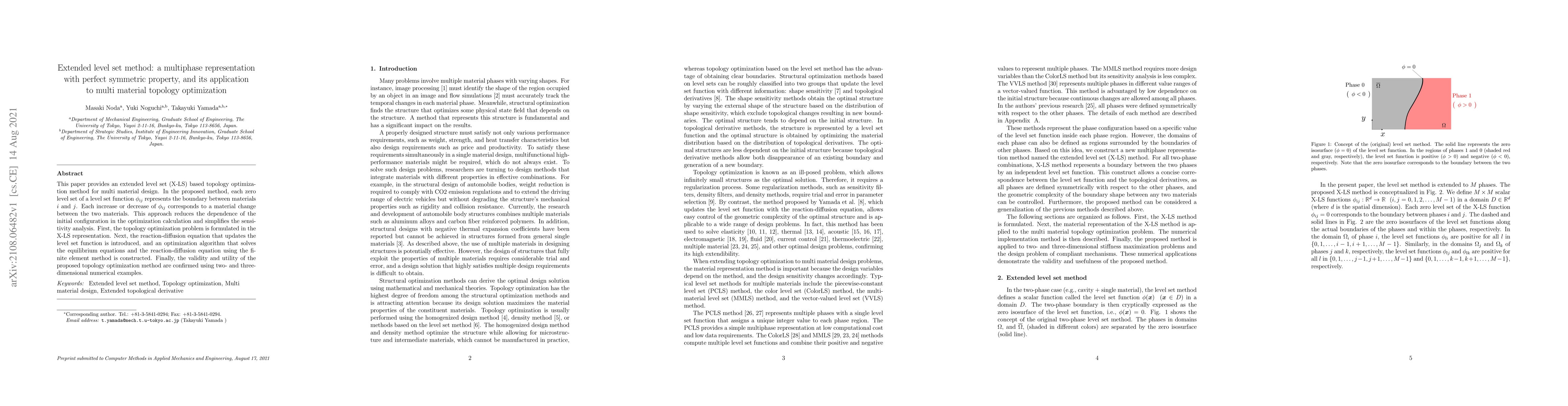 Thumbnail for Extended level set method: a multiphase representation with perfect
  symmetric property, and its application to multi material topology
  optimization