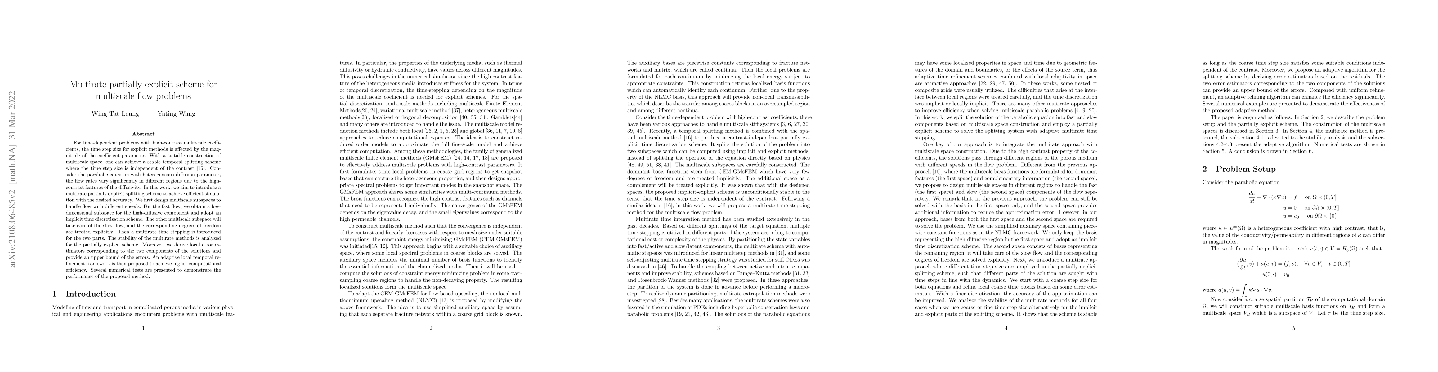 Thumbnail for Multirate partially explicit scheme for multiscale flow problems