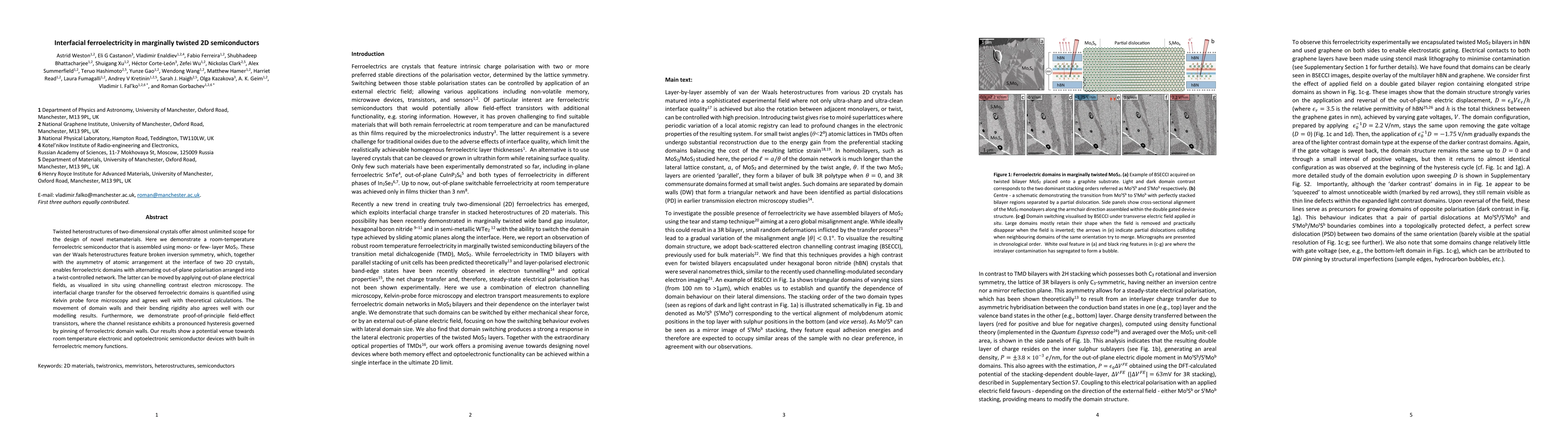 Thumbnail for Interfacial ferroelectricity in marginally twisted 2D semiconductors