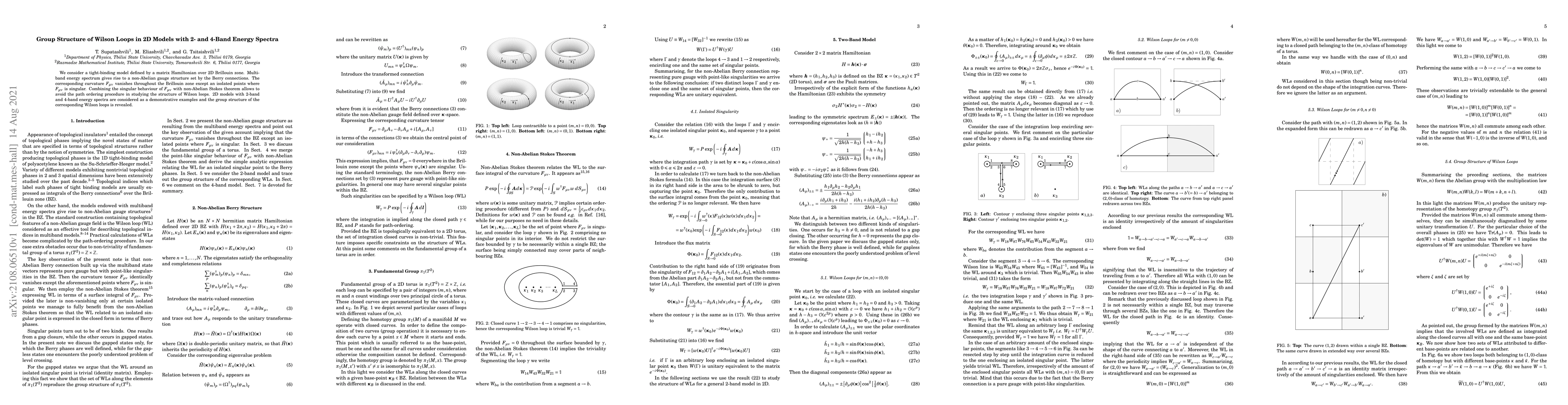 Thumbnail for Group Structure of Wilson Loops in 2D Models with 2- and 4-Band Energy
  Spectra