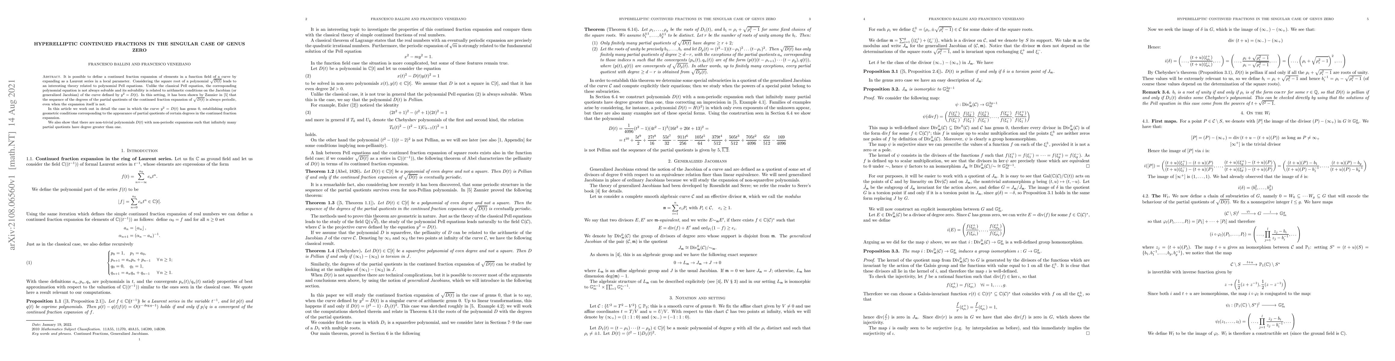 Thumbnail for Hyperelliptic continued fractions in the singular case of genus zero