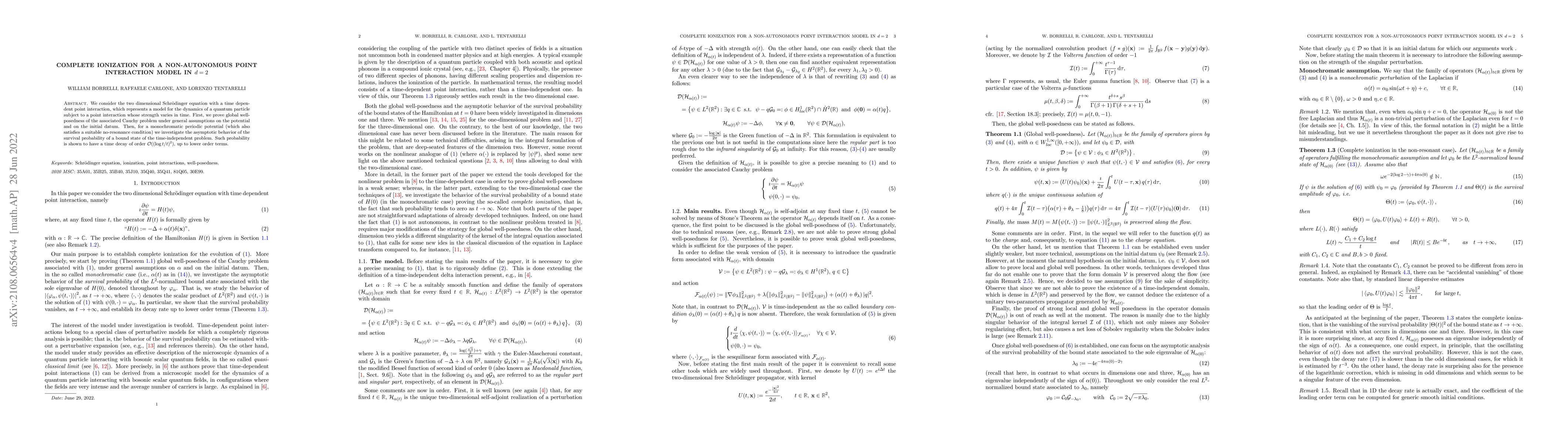 Thumbnail for Complete ionization for a non-autonomous point interaction model in d =
  2